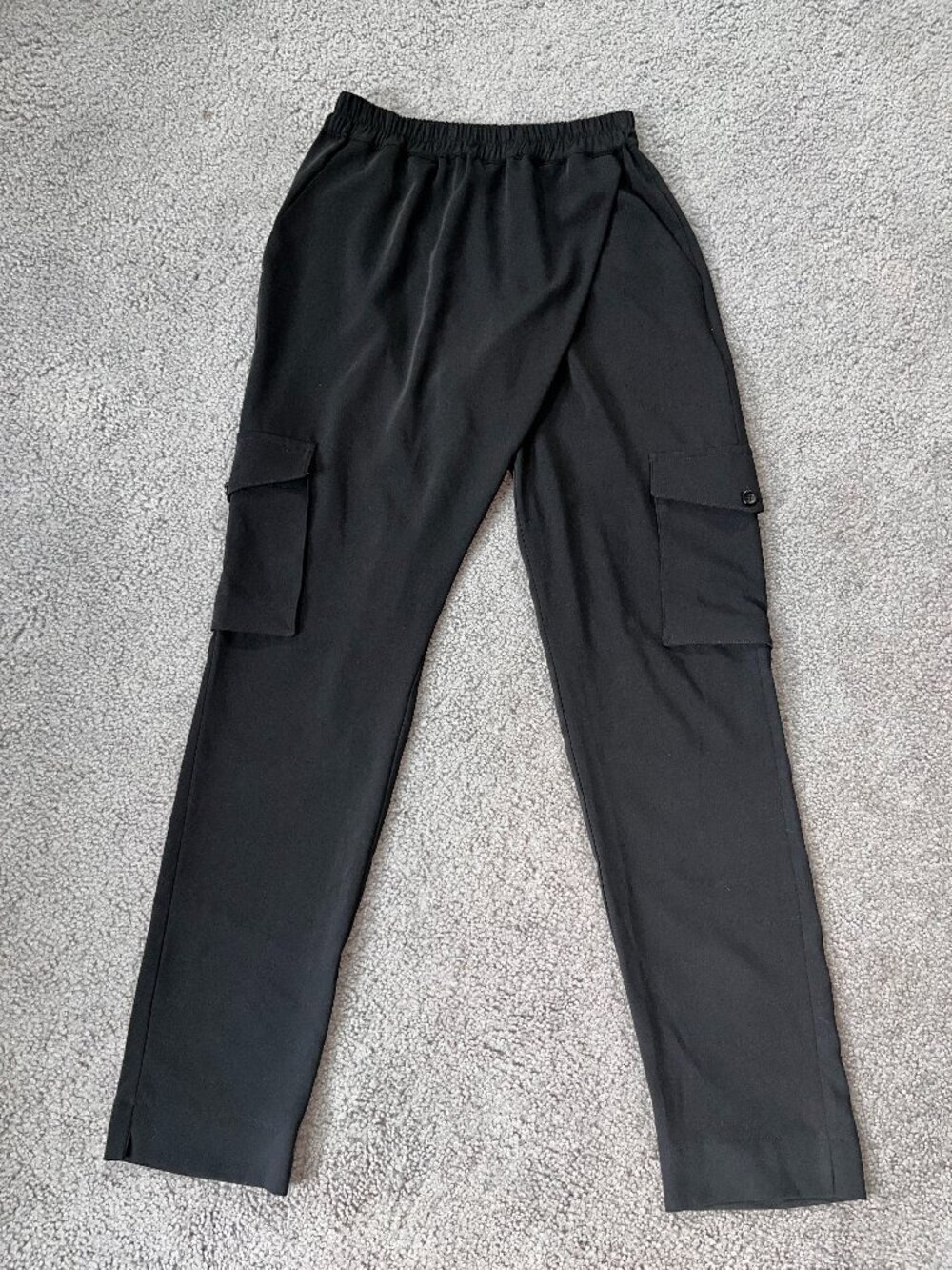 RUTI PULL ON FOLD OVER CARGO PANTS - CROSSOVER FRONT - BLACK - EUC - SIZE 2